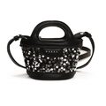 Mini black sequined crossbody bag for kids with silver glitter and metal logo details - Black