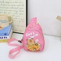 Pink cartoon Capybara chest bag for kids with adjustable strap and cute bath print - Pink