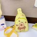 Vibrant yellow Capybara cartoon crossbody bag with adjustable strap for kids - Yellow