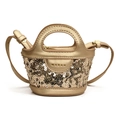 Champagne gold sequin mini bucket bag for kids with adjustable strap and handles - Gold