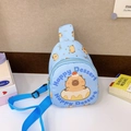 Blue mini crossbody bag for kids featuring a cute Capybara and Happy Dessert print - Blue