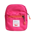 Rozerode mini schoudertas voor kinderen met Sunny Kids logo en oranje ritsdetails - Rozerood