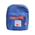 Blauwe nylon schoudertas voor kinderen met oranje ritsen en een zonnig label - Blauw