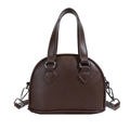 Mini shell-shaped handbag for girls in dark brown litchi pattern leather with handles - Brown