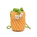 Süße gehäkelte Ananas-Beuteltasche mit Blatt-Kordelzug und floralen Akzenten für Damen - Gelb (Ananasform)