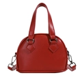 Mini red shell-shaped handbag with litchi texture and detachable silver shoulder strap - Red