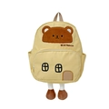 Mochila infantil casa de oso amarillo crema con patas de peluche y detalles en 3D - Amarillo