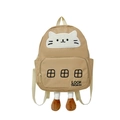 Zainetto cachi per bambini con gatto cartone animato, zampe peluche e spallacci regolabili - Cachi