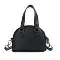 Mini shell-shaped handbag in black litchi grain leather with silver hardware - Black