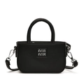 Mini black square handbag for children with silver AMIR AMIR lettering and top handle - Black