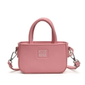 Mini pink crossbody bag for children in synthetic leather with dual handles and strap - Rose Red
