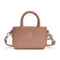 Mini blush pink PU leather crossbody bag for kids with silver hardware and adjustable strap - Pink