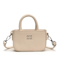 Mini cream beige square handbag for children featuring embossed ANIR ANIR lettering - White