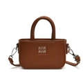 Mini sac carré enfant en cuir PU marron avec poignées et bandoulière réglable - Marron