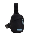 Marsupio nero da bambino in nylon con logo blu e tracolla regolabile - Nero