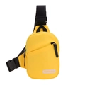 Zaino monospalla giallo per bambini in tela con tracolla nera e patch con lettere - Giallo