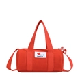 Red canvas bucket bag for kids with letter patch and adjustable shoulder strap - Red