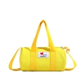 Bright yellow canvas bucket bag with heart patch and adjustable shoulder strap - Yellow
