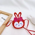 Cute red rabbit-shaped toddler crossbody bag with pink bow and heart blush detail - Red