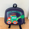 Harde schaal EVA kinderrugzak met cartoon graafmachine patroon voor peuters - Marineblauw