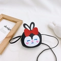 Mini sac à bandoulière lapin noir pour enfants avec grand nœud rouge et fine lanière - Noir