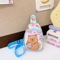 Bolso de pecho infantil degradado rosa y azul con lindo estampado de dibujos capibara - Azul