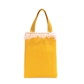 Cute bright yellow girls' handbag with pink lace trim and durable woven handles - Yellow
