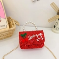 Red sequin mini handbag for kids with pearl handle and cherry decor for Chinese New Year - Sequin LOVE