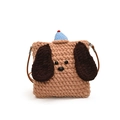 Borsa a tracolla per bambini a forma di cucciolo fatta a mano all'uncinetto in peluche marrone - Grande / Cachi