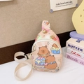 Sac bandoulière rose pour enfants avec motifs d'ours de dessin animé et sangle réglable - Kaki
