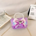 Sac à paillettes violettes pour filles avec nœud coloré, Blanche-Neige et perles - Princesse Violette
