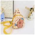 Kids mini chest bag featuring yellow checkered pattern and cute capybara print - Yellow