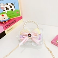 White sequin girl's handbag with faux pearl handle, colorful bow and Snow Princess detail - White Princess