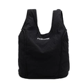 Borsa tote trapuntata nera minimalista con scritta fashion bianca in uno stile casual - Nero