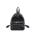 Schwarzer Mini-Rucksack in Weboptik aus Kunstleder mit verstellbaren Trägern und Tasche - Schwarz