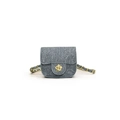 Mini denim blue crossbody bag with gold floral buckle and metal chain strap for kids - Blue