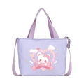 Lila Kinderhandtasche mit Bär-Motiv, Herz-Print und verstellbarem Schultergurt - Lila