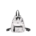 Mini zaino bianco con stampa di stelle nere e spallacci in pelle alla moda - Nero