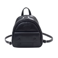 Minimalistischer schwarzer Mini-Rucksack aus PU-Leder mit silbernen Reißverschlüssen - Schwarz