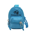 Mini blue fashion earphone pouch with faux leather texture and silver zipper detail - Blue