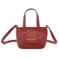 Minimalistische rote Leder-Eimertasche für Mädchen mit goldener Hardware und Griffen - Rot