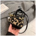 Mini sac à main pour filles avec imprimé léopard, cuir noir et détails dorés - Imprimé Léopard (Sac Uniquement)