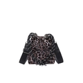 Mini-Beuteltasche mit Leopardenmuster, Kordelzug und schwarzem Nylonriemen - Leopard Kaffee