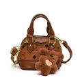 Mini sac à main marron avec motifs d'ours et pendentif ours en peluche mignon - Marron avec Pendentif