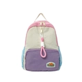Mini mochila color-block para niños en rosa y beige con detalle decorativo de cuerda - Rosa