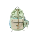 Mochila infantil de cordones verde menta y azul con mini monedero incluido - Verde