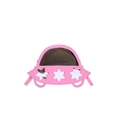 Chic pink car-shaped crossbody bag featuring stylish star cutouts and silver lining - Pink
