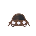 Brown UFO-shaped crossbody star bag with transparent window and white star accents - Brown