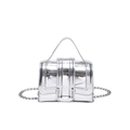 Mini metallic silver chain handbag with mirror finish and curved top handle for women - Silver