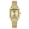 Orologio GEDI vintage dorato quadrato da donna con cinturino in metallo su fondo bianco - Cassa Oro Quadrante Oro